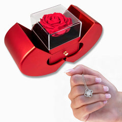 Love Knot Necklace with Red Heart Rose Box