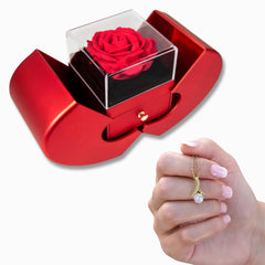 Alluring Beauty Necklace with Red Heart Rose Box